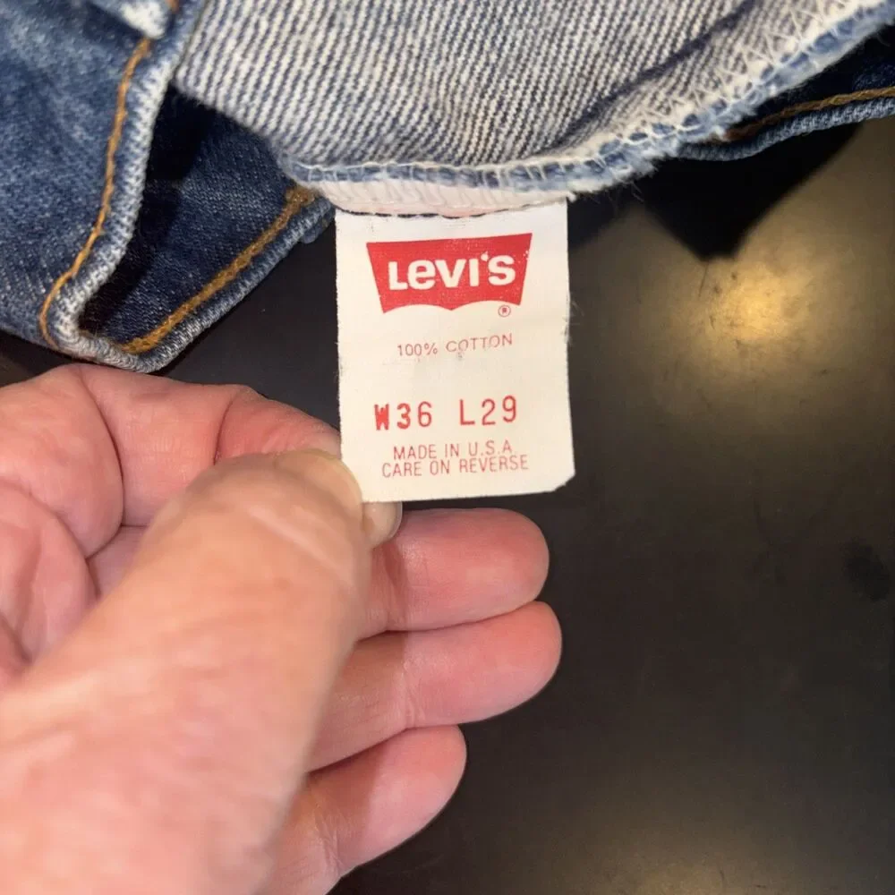 1992 Levi's 517 Vintage Orange Tab Bootcut Jeans Made in USA Dark Wash W35 L27
